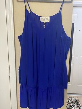 Rory Beca Cobalt Blue Pleated Double-Spaghetti Strap Camisole